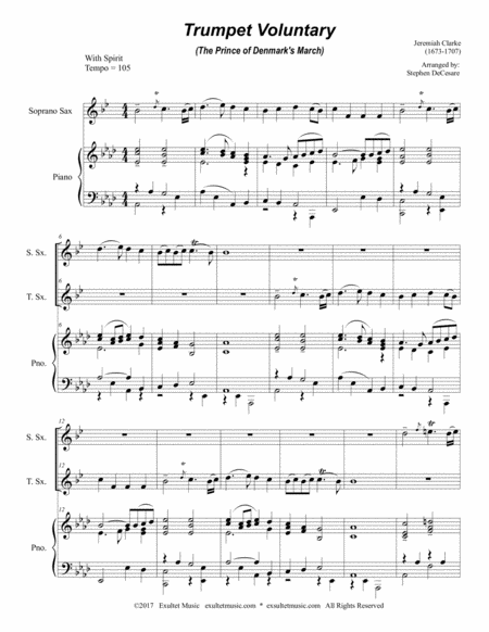 Trumpet Voluntary Duet For Soprano And Tenor Saxophone Piano Accompaniment Page 2