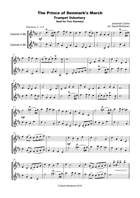 Trumpet Voluntary Prince Of Denmarks March Duet For Two Clarinets Page 2