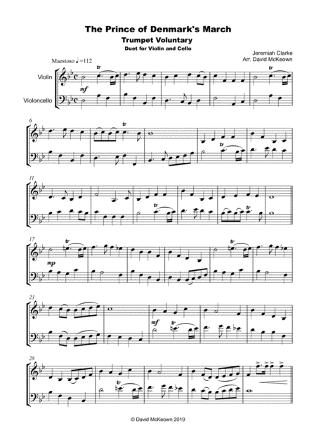 Trumpet Voluntary Prince Of Denmarks March Duet For Violin And Cello Page 2