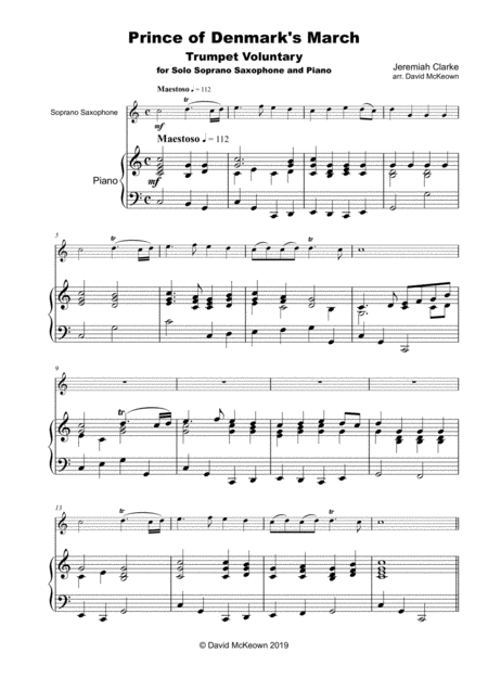 Trumpet Voluntary Prince Of Denmarks March For Solo Soprano Saxophone And Piano Page 2