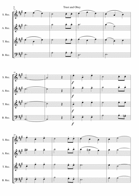 Trust And Obey For Recorder Quartet Page 2
