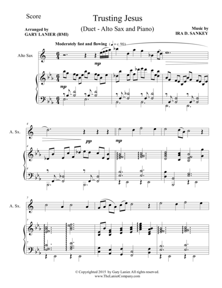 Trusting Jesus Duet Alto Sax And Piano Score And Parts Page 2