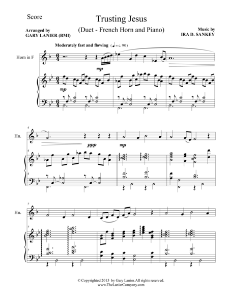 Trusting Jesus Duet French Horn And Piano Score And Parts Page 2