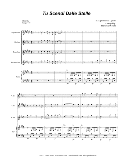 Tu Scendi Dalle Stelle For Saxophone Quartet And Piano Page 2