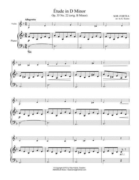 Tude Study In D Minor Op 35 No 22 For Violin And Easy Piano Page 2