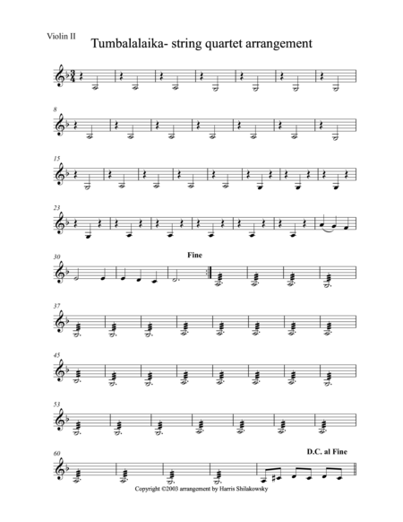 Tumbalalaika String Quartet Arrangement Page 2
