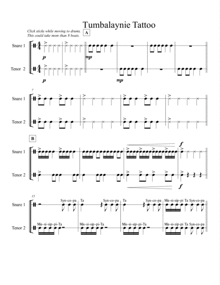 Tumbalaynie Tattoo Elementary Drum Duet Page 2