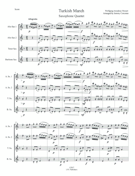 Turkish March For Saxophone Quartet Satb Or Aatb Page 2