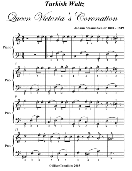 Turkish Waltz Queen Victorias Coronation Easy Piano Sheet Music Page 2