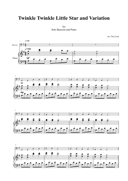 Twinkle Twinkle Little Star And Variation For Bassoon And Piano Page 2