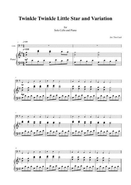 Twinkle Twinkle Little Star And Variation For Cello And Piano Page 2