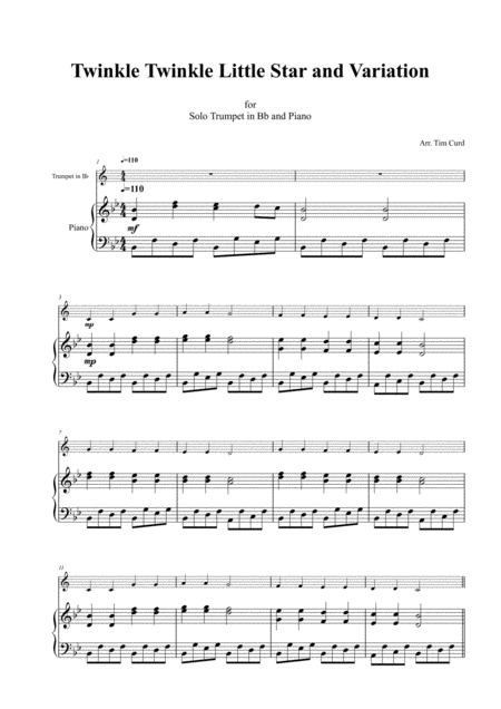 Twinkle Twinkle Little Star And Variation For Trumpet In Bb And Piano Page 2