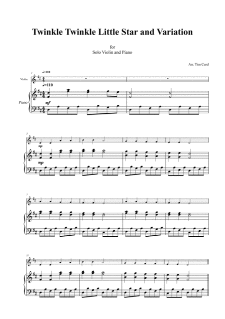 Twinkle Twinkle Little Star And Variation For Violin And Piano Page 2