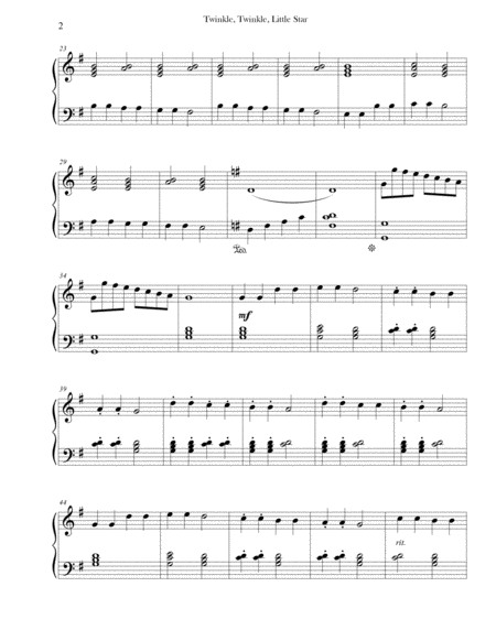 Twinkle Twinkle Little Star Early Intermediate Piano Minor Major Page 2