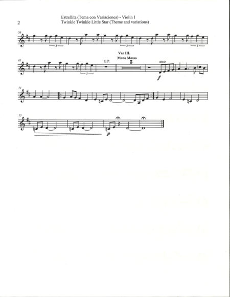 Twinkle Twinkle Little Star Theme And Variations For String Orchestra Set Of Individual Parts Page 2