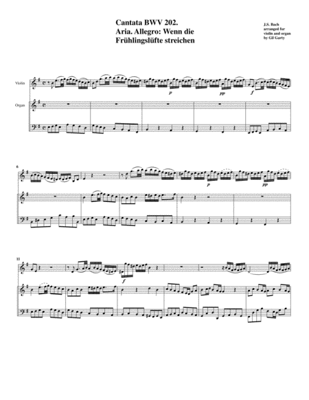 Two Arias From Cantata Bwv 202 Arrangement For Violin And Organ Or Harpsichord Page 2