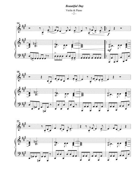 U2 Beautiful Day For Violin Piano Page 2