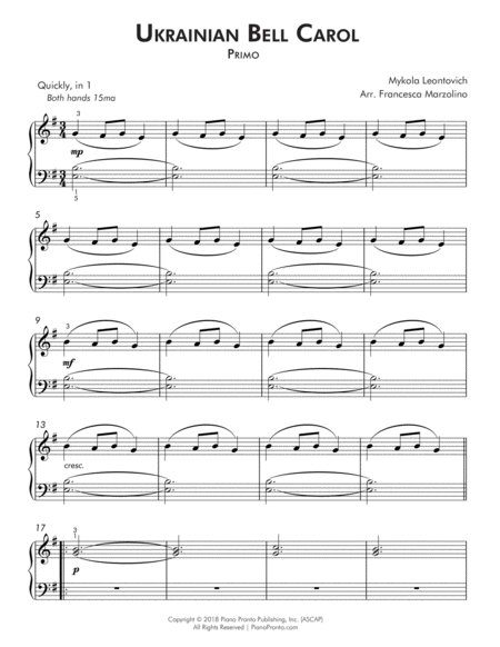 Ukrainian Bell Carol Trio 6 Hands 1 Piano Page 2