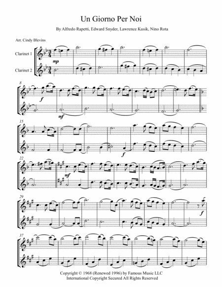 Un Giorno Per Noi For Clarinet Duet Page 2