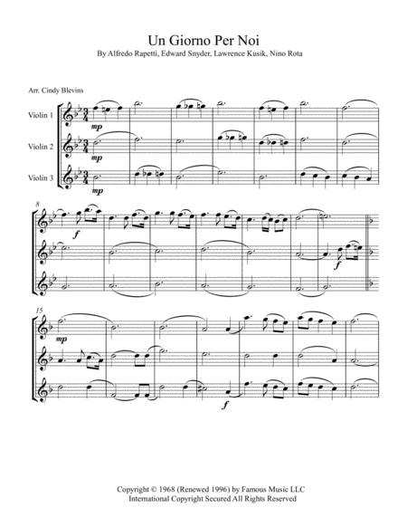 Un Giorno Per Noi For Violin Trio Page 2