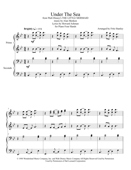 Under The Sea Piano 4 Hands Page 2