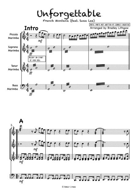 Unforgettable French Montana Arranged By Bradley Lithgow For African Marimba Band Diatonic In C Page 2