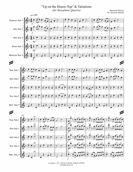 Up On The House Top Variations For Saxophone Quartet Satb Or Aatb Page 2