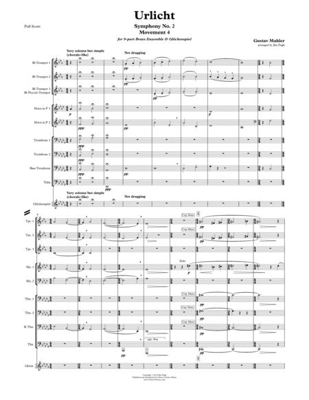 Urlicht From Symphony No 2 For 9 Part Brass Ensemble Glckenspiel Page 2