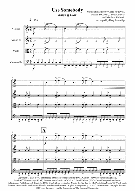 Use Somebody String Quartet Page 2