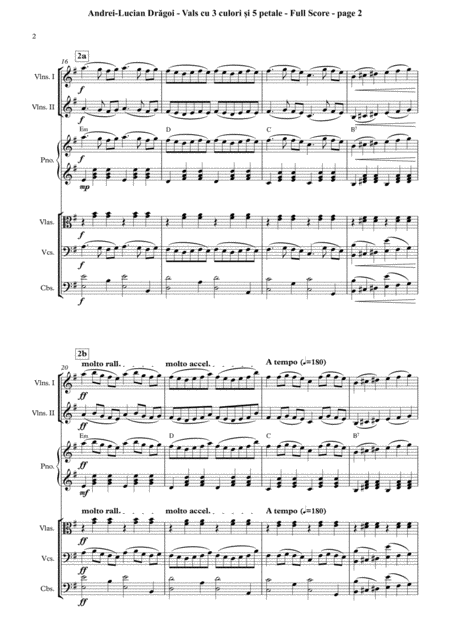 Vals Cu 3 Culori Si 5 Petale Waltz With 3 Colors And 5 Petals Instrumental Miniature With 3 Nuclei And 5 Parts Variant For String Orchestra No 1a With Page 2
