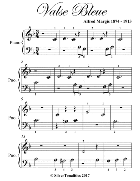 Valse Bleue Beginner Piano Sheet Music Page 2