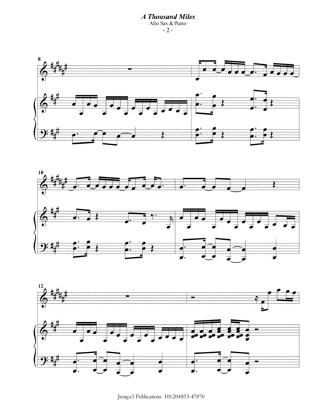 Vanessa Carlton A Thousand Miles For Alto Sax Piano Page 2