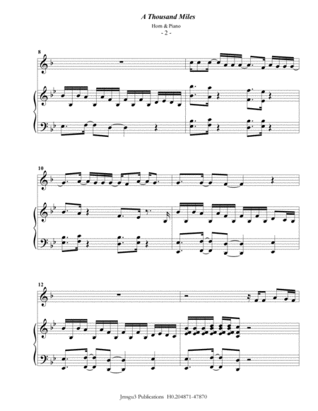 Vanessa Carlton A Thousand Miles For French Horn Piano Page 2