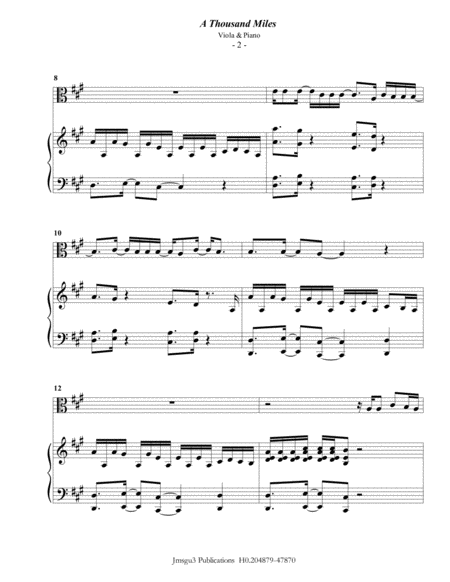 Vanessa Carlton A Thousand Miles For Viola Piano Page 2