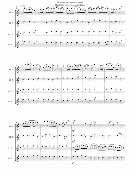 Variations On Alleluia Alleluia Hearts And Voices Heavenward Raise For Flute Quartet Page 2