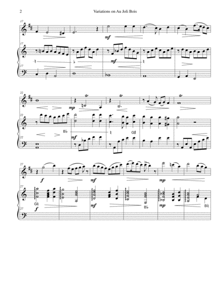 Variations On Au Joli Bois For Clarinet And Harp Page 2