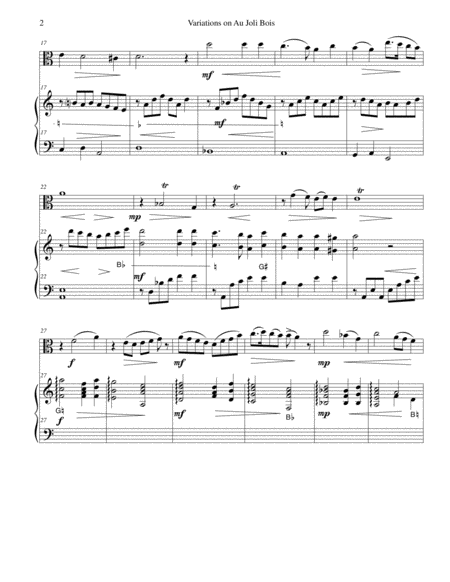 Variations On Au Joli Bois For Viola And Harp Page 2