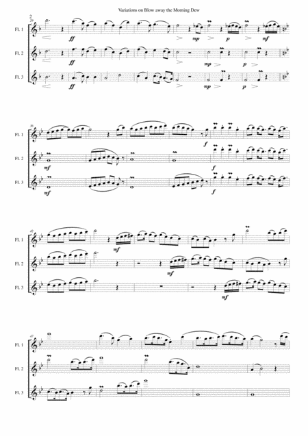 Variations On Blow Away The Morning Dew For Flute Trio 3 C Flutes Page 2