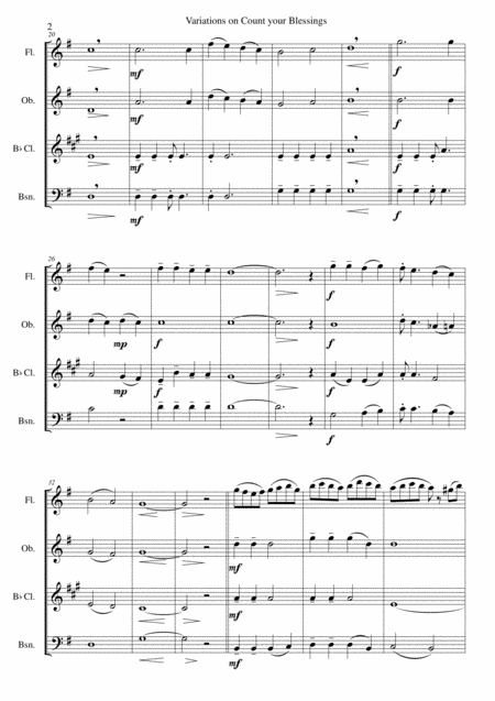 Variations On Count Your Blessings For Wind Quartet Page 2