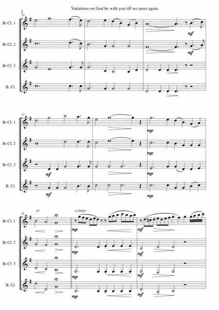 Variations On God Be With You Till We Meet Again For Clarinet Quartet Page 2