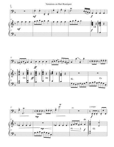 Variations On Hari Bouriquet For Cello And Harp Page 2