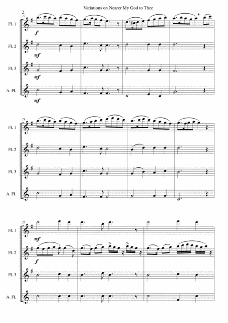 Variations On Nearer My God To Thee Bethany For Flute Quartet 3 Flutes And 1 Alto Flute Page 2