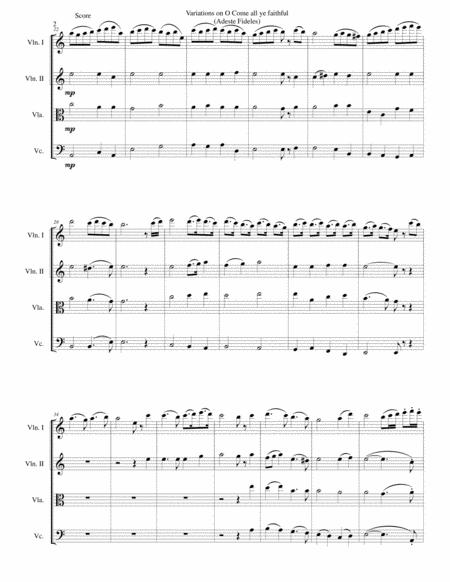 Variations On O Come All Ye Faithful Adeste Fideles For String Quartet Page 2