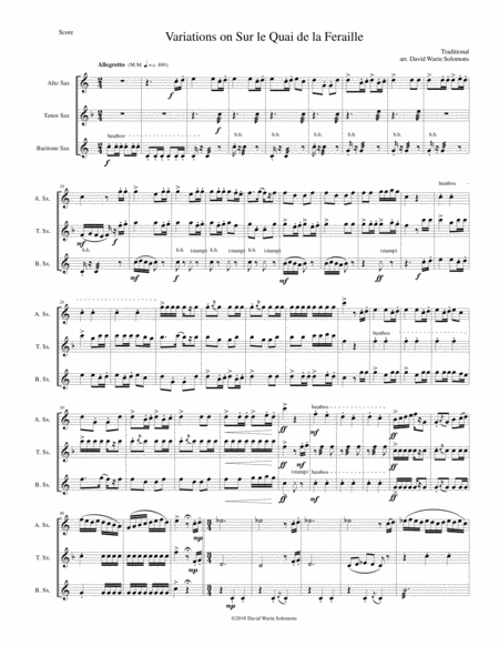 Variations On Sur Le Quai De La Ferraille For Alto Tenor And Baritone Saxophones Page 2