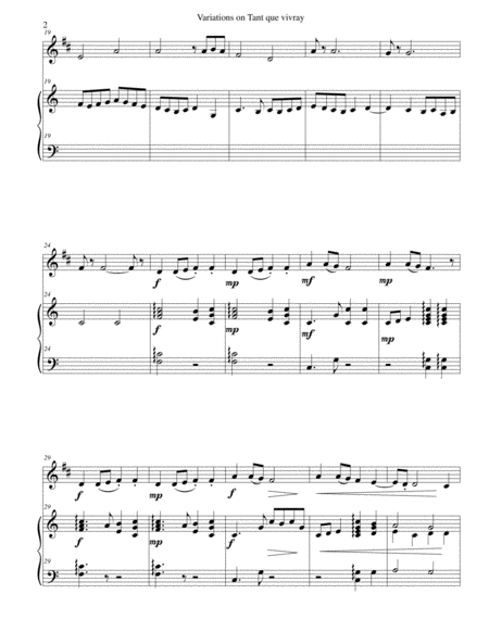 Variations On Tant Que Vivray For Clarinet And Harp Page 2