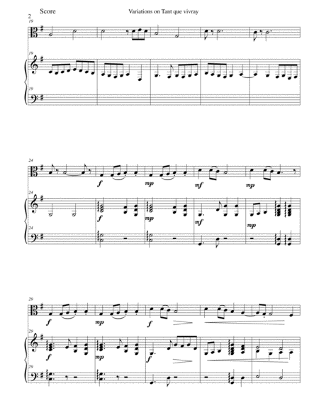 Variations On Tant Que Vivray For Viola And Harp Page 2