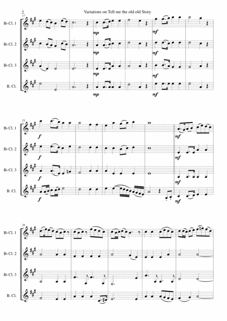 Variations On Tell Me The Old Old Story For Clarinet Quartet Page 2