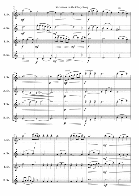 Variations On The Glory Song For Saxophone Quartet Page 2