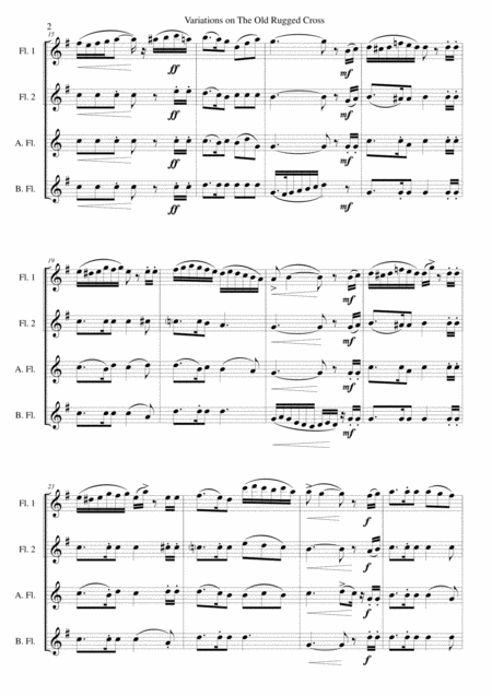 Variations On The Old Rugged Cross For Flute Quartet 2 C Flutes Alto Flute Bass Flute Page 2