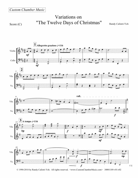 Variations On The Twelve Days Of Christmas Duet For Violin And Cello Page 2